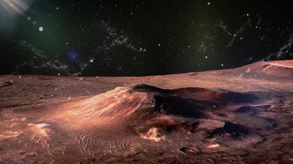 Wall Mural - mars - the red planet. parallax animation of movement dust clouds and stars. martian surface with hi
