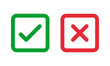© MasterSergeant - green check and red cross symbols, squared thin line vector signs