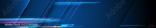 Fotografía Illustration of light ray, stripe line with blue light, speed motion background