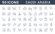 Set Vector Line Icons of Saudi Arabia.