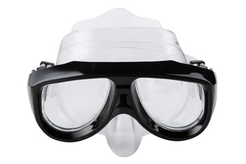 Wall Mural - black diving mask, on a white background, swimming goggles, isolate