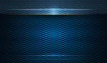Illustration Of Abstract Blue And Black Metallic With Light Ray And Glossy Line. Metal Frame Design For Background. Vector Design Modern Digital Technology Concept For Wallpaper, Banner Template