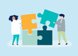 © Rawpixel.com - Character of a couple solving puzzle pieces illustration
