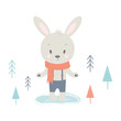 winter card with rabbit