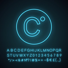 Sticker - Celsius degrees temperature neon light icon