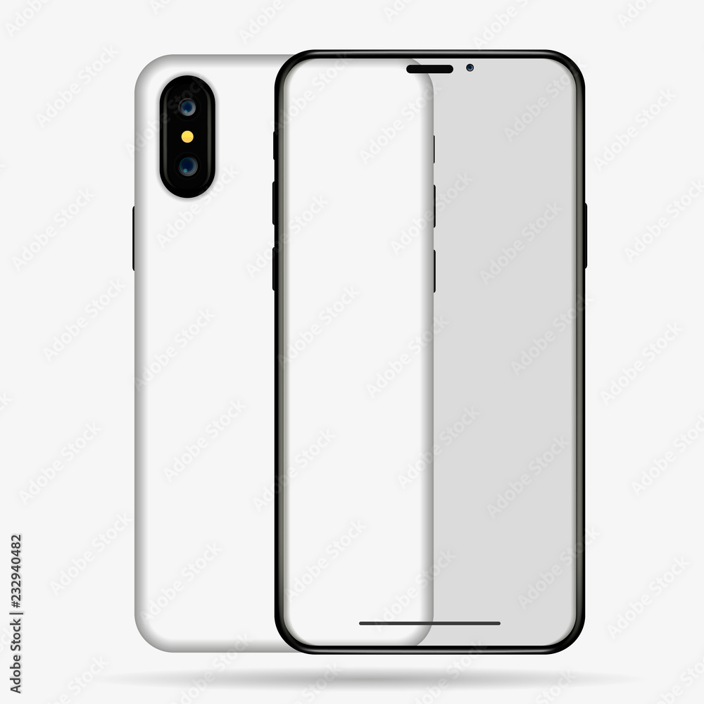 Photo Realistic Frameless Smartphone Screen Vector Mockup Isolated on ...