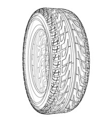 Sticker - Car tire concept. Vector rendering of 3d