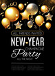 © feaspb - Happy New Year Party Poster Template. Realistic Glossy Balls.