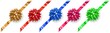 © Olga Moonlight - Set of multicolored bows made of shiny ribbon with shadows on white background, arranged diagonally