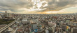 osaka japan - november6,2018 : panorama view of osaka city skyline from Shinsekai, Tsutenkaku Tower