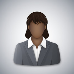 Wall Mural - black business woman icon. successful young afro businesswoman dressed in a gray business suit and w