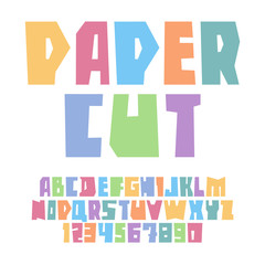 Font paper cut upper case pastel colors