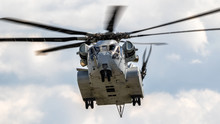 American Naval Military Heavy Transport Helicopter In Flight