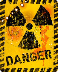 Wall Mural - Distressed grunge atomic radiation warning sign, symbol, vector illustration
