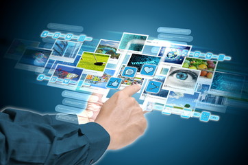 internet social media and multi media sharing concept