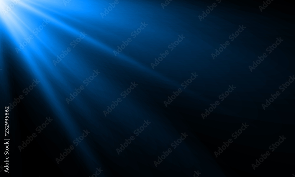 Blue light ray or sun beam vector background. Abstract neon blue light flash spotlight backdrop with sunlight shine background - obrazy, fototapety, plakaty 