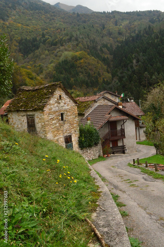 Fotografie, Tablou Cute small village in beautiful Dolomites Italy