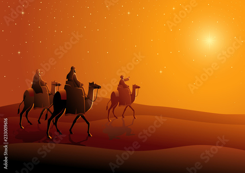 Fotomural Three wise men, journey to Bethlehem