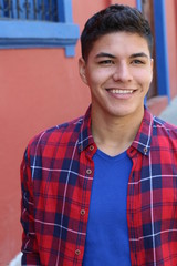 Wall Mural - Healthy ethnic guy smiling headshot