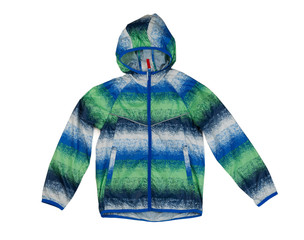 Wall Mural - Blue, green children's jacket. Isolate on white