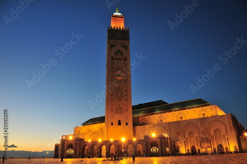 Plakat Nightfall at Hassan II. meczet, Casablanca, Maroko