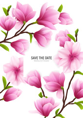 Poster - Realistic Magnolia Flower Frame