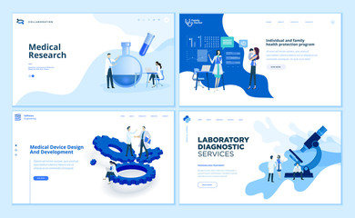 Wall Mural - web page design templates collection of medical research, laboratory diagnostic, medical device deve