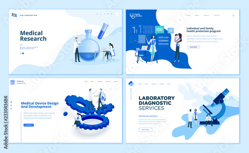 Cuadros en Lienzo Web page design templates collection of medical research, laboratory diagnostic, medical device development, family health protection program