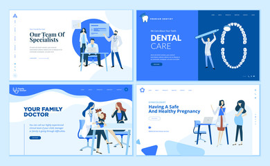 web page design templates collection of family doctor, dentist, gynecologist, team specialist. moder
