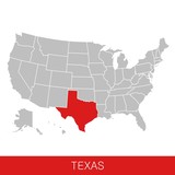 Fototapeta Nowy Jork - United States of America with the State of Texas selected. Map of the USA vector illustration