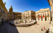 Artistic architecture, fountain of shame on baroque Piazza Pretoria, in Palermo, Sicily island Italy