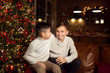© orlovphoto - children two brothers in Christmas interior