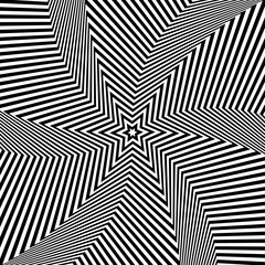 Abstract op art design. Star shape pattern. Lines texture.