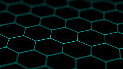 Poster - Abstract technology background. Futuristic hexagon background. Big data visualization. 3D rendering.