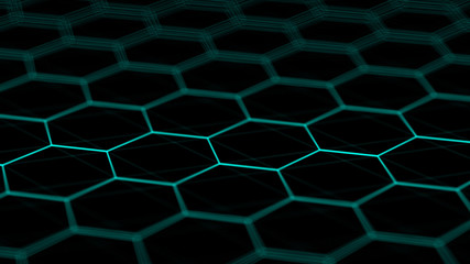 Poster - Abstract technology background. Futuristic hexagon background. Big data visualization. 3D rendering.