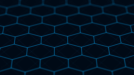 Fototapete - Abstract technology background. Futuristic hexagon background. Big data visualization. 3D rendering.