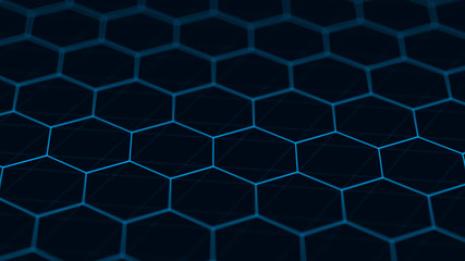 Poster - Abstract technology background. Futuristic hexagon background. Big data visualization. 3D rendering.