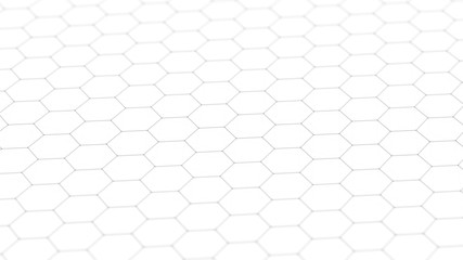 Poster - Abstract white futuristic background. Background with hexagons. Connecting dots and lines on white background. 4k rendering.