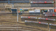 Trains At Railroad Yard At Station District