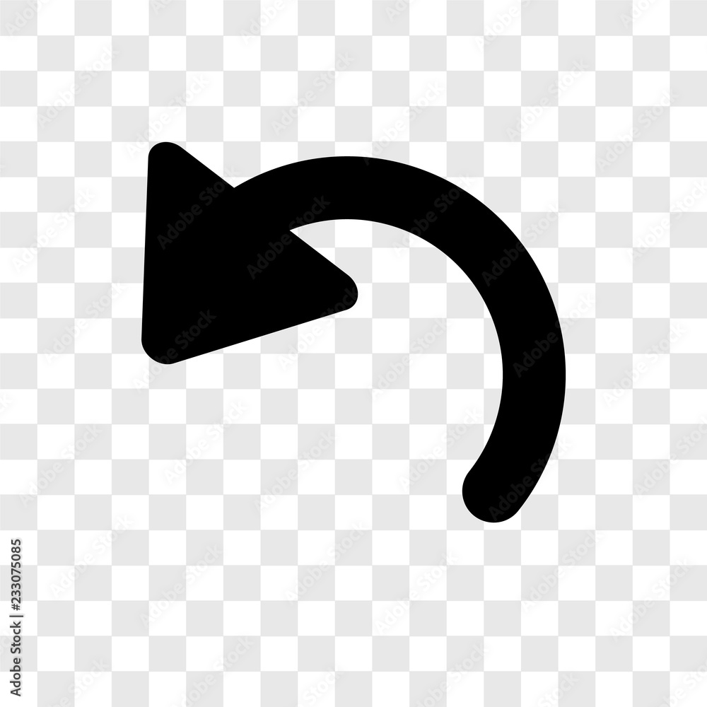 Left Curve Arrow vector icon isolated on transparent background, Left ...