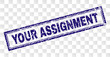 YOUR ASSIGNMENT stamp seal watermark with rubber print style and double framed rectangle shape. Stamp is placed on a transparent background.