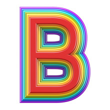 Concentric Rainbow Font Letter B 3D