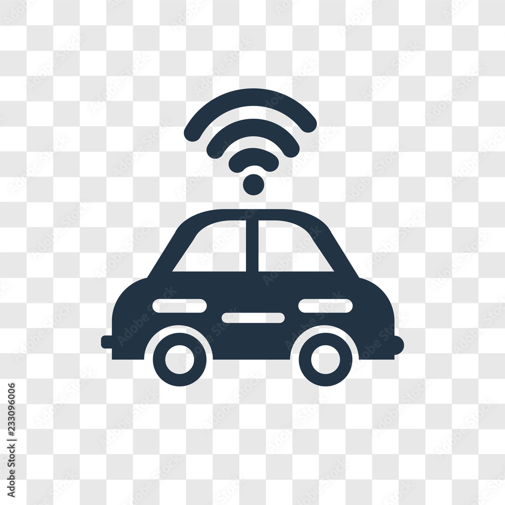 Autonomous car vector icon isolated on transparent background ...