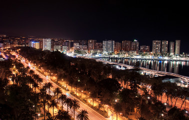 Night view of Malaga