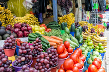 Mexico Street Market - Fresh Vegetables In San Cristobal De Las Casas, Chiapas, Mexico