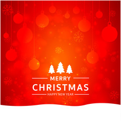 Wall Mural - christmas and new year typographical on red background with gold glitter texture. vector illustratio