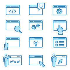 Wall Mural - browser flat line icon set. vector illustration. editable stroke.
