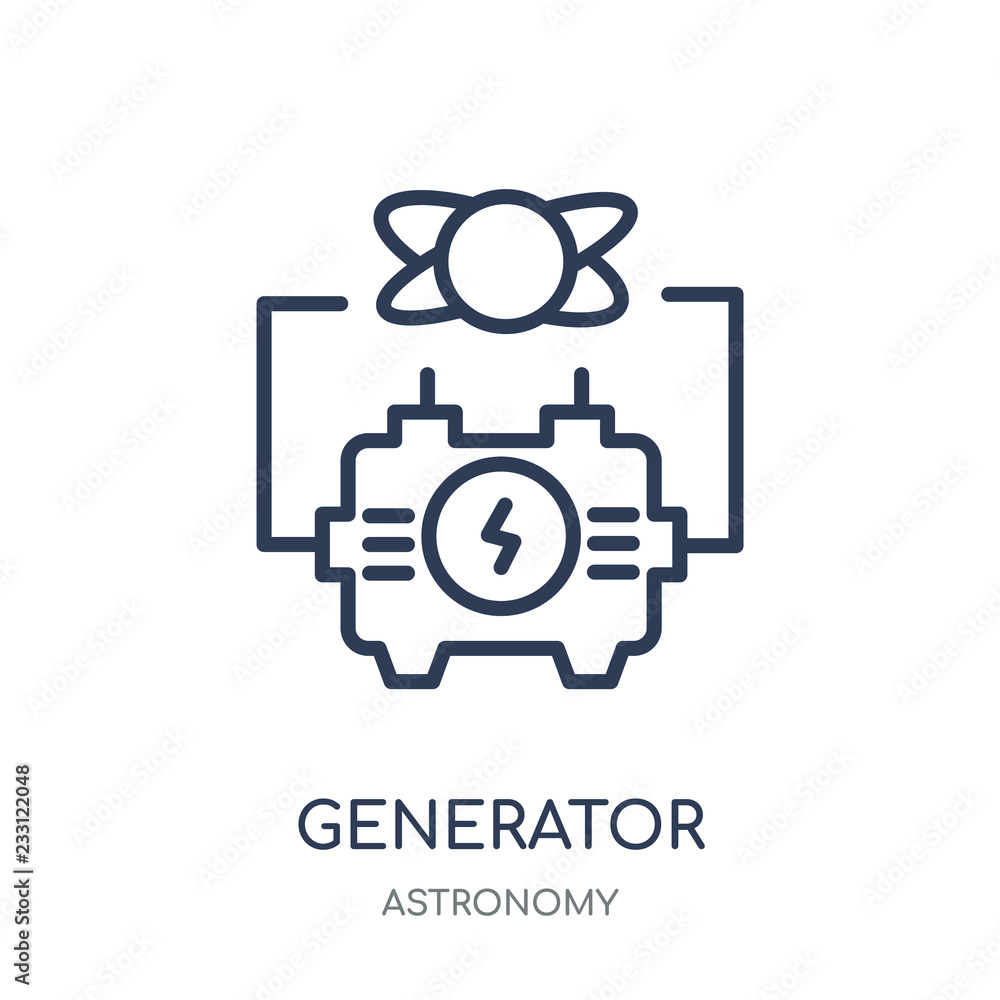 Generator icon. Generator linear symbol design from Astronomy collection. Simple element vector illustration. Can be used in web and mobile.