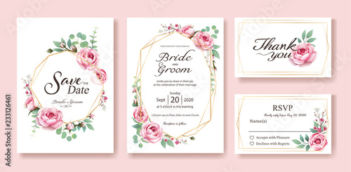 Cuadros en Lienzo Floral wedding Invitation, save the date, thank you, rsvp card Design template