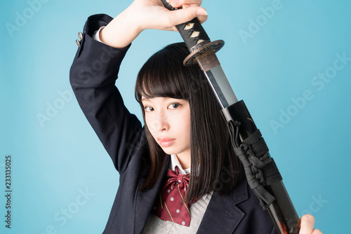 刀を持つ女子高生 Stock Photo Adobe Stock
